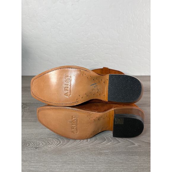 Ariat Memphis Womens 9B Tall 13” Suede Western Boots Square Toe - Penny Roughout - Picture 9 of 9